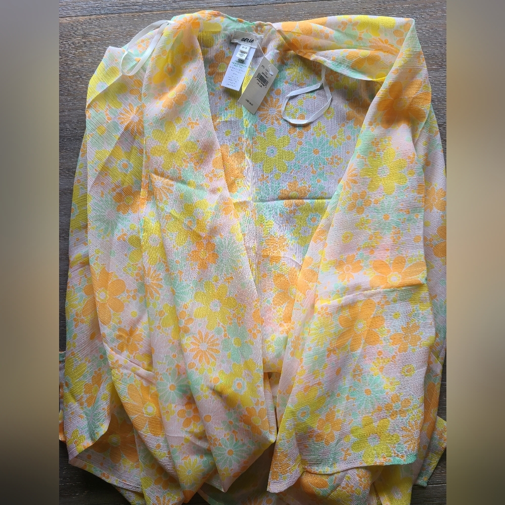 Aerie Floral Swim Coverup - Yellow and Orange